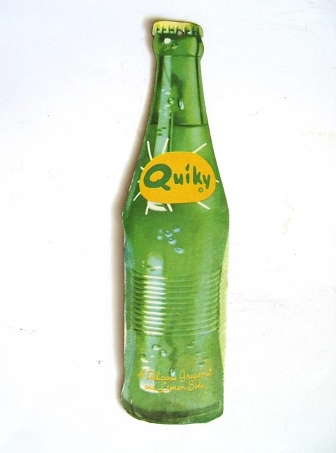 ORIGINAL RICH DEEP COLORS 1950-60s QUIKY SODA POP BOTTLE SHAPE ADVERTISING SIGN