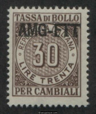 AMG Trieste Letters of Exchange Revenue Stamp, FTT LE36 mint, F-VF