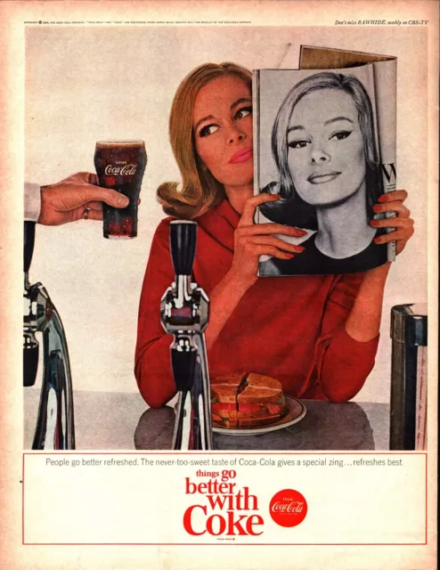 1964 Coca Cola Things Go Better with Coke Sexy Model Vintage Print ad c2