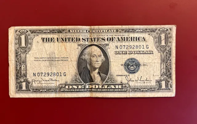 Series 1935 D Blue Seal One Dollar Silver Certificate Bill
