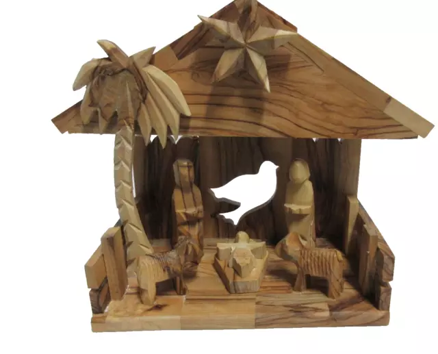 Nativity Wood Music Box-Ten Thousand Villages PLAYS Little Town of Bethlehem