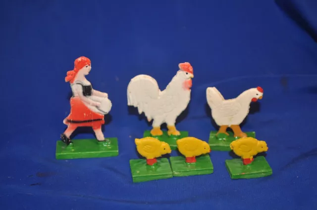 East German Wood Flatzies 19 Miniature Xmas Putz Figures, Farm Set Ex Cond 3