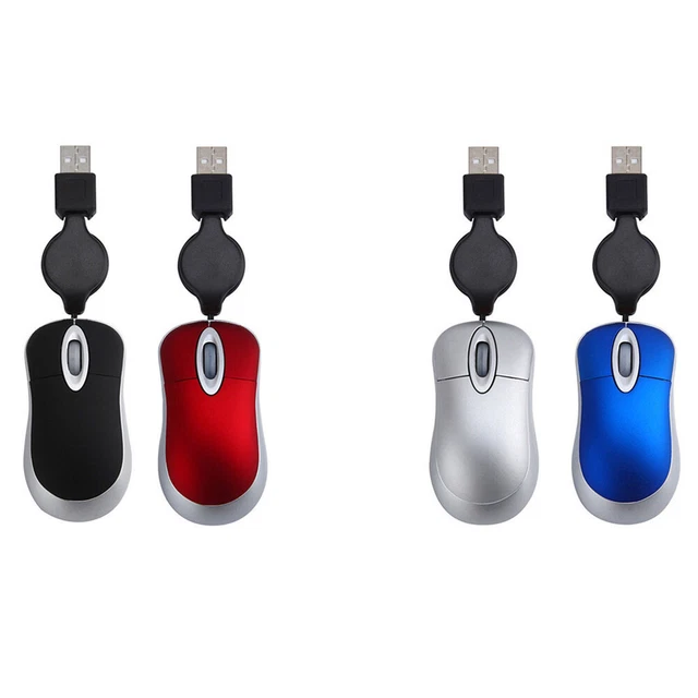 Mini Computer Pointer Mouse OPTICAL MINI RETRACTABLE USB Wired Mouse Portable Ergonomics Mice for ...