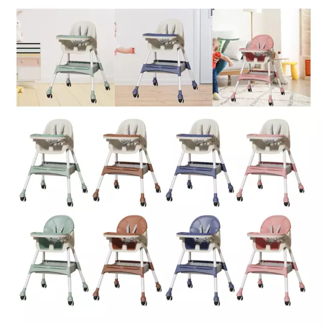 Chaise haute pliable pour bébé, avec 4 roues silencieuses, pour la sieste et