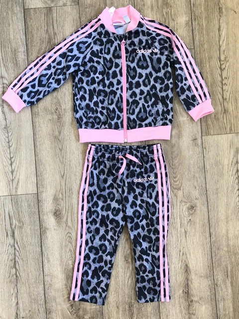 Girls adidas Tracksuit 12-18 Months Animal Print Designer Trousers Zip Top/Jumpe
