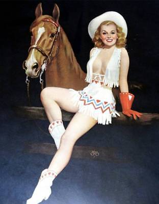 Pin Up Cowgirl with Horse by Walt Otto