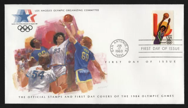#C103 28c Basketball, LA Olympic Committee w/ Insert 4-1/2x8 *ANY 5=FREE SHIP**