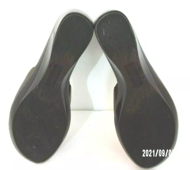 Nine West Sandal Wedge Heel Shoes Womens Size 8.5  Brown Slip Ons Leather 3