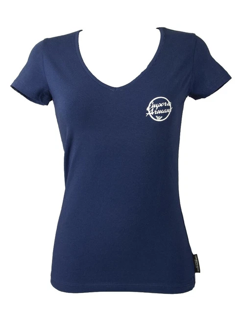 T-shirt donna EMPORIO ARMANI manica corta scollo v maglietta elasticizzata  arti