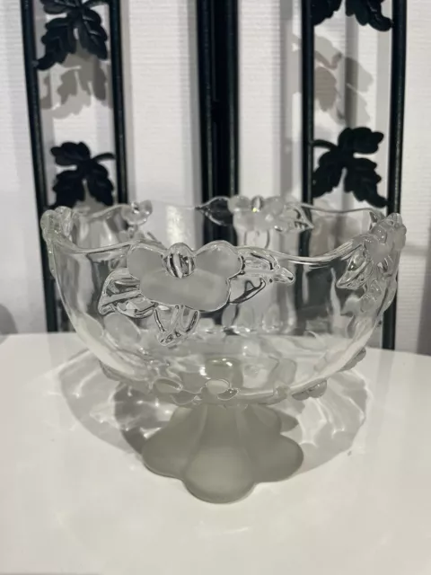 Magnifique Coupe À Fruits Ou Autres Ancienne sur Pied en Verre Pressé