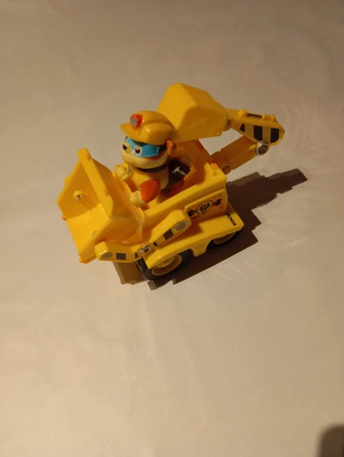 Paw Patrol - Figurine Ruben Avec Bulldozer - Véhicule Mission Sauvetage, Pelle & Marteau-Piqueur, Dès 3 Ans