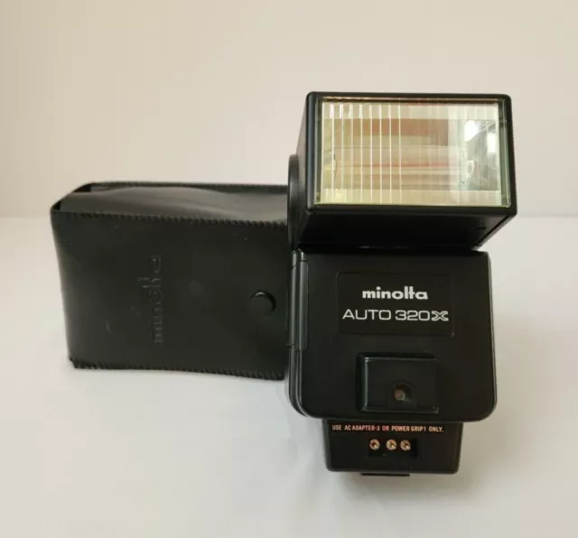 Konica Minolta Auto Electro flash 320x Shoe Mount Flash with case - Tested WORKS