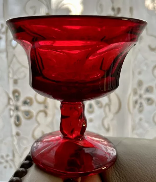 4 - Fostoria Glass Jamestown Ruby Red 4.25” Tall Sherbet/Champagne Glasses 6 oz