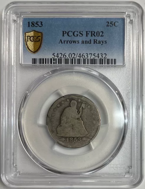 1853 Seated Liberty Quarter PCGS FR02 Arrows and Rays Silver Lowball Coin 25C