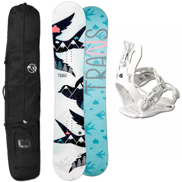 Damen Snowboard Set Trans Fr Girl White 152 Cm + F2 Fastec Bindung + Bag