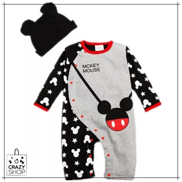 Tutina Mickey Mouse Kids Abbigliamento Per Bambini Unisex Tutina + Cappello