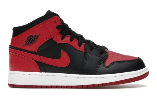 Nike Air Jordan 1 Mid Black Red Bred Banned 2020 (GS) - 554725-074