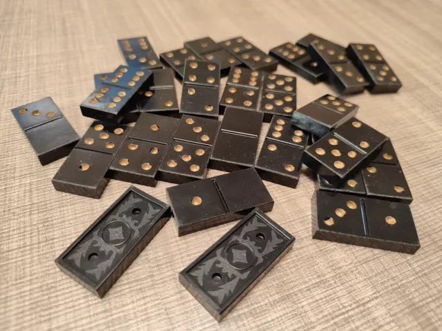 Vintage Soviet Games Russian USSR Bakelite Dominoes Set In Original Box 1970s