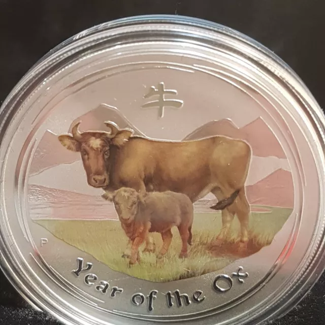 Australia Lunar series ll 2009 Year Of The Ox  1oz Silver Coloured $1 Coin - 2