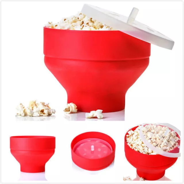 Pop Corn Mikrowelle Faltbare Popcorn Maker Schüssel Silikon Eimer Küchenhel S1Y3