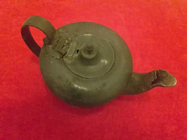 Antike Zinnkanne, Teekanne mit Zinnmarke - old tea pot marked