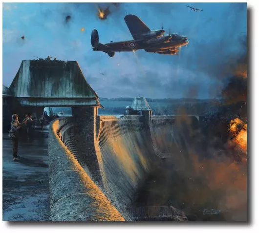 The Dambusters - Last Moments of the Möhne Dam by Robert Taylor- Lancaster 3 Sig