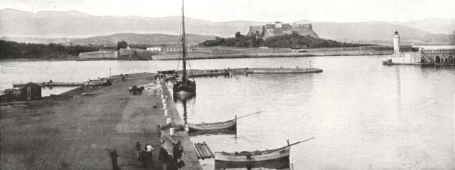 ALPEN - MARITIM. Allgemeine Ansicht des Hafens von D'antibes 1900 alter antiker Druck