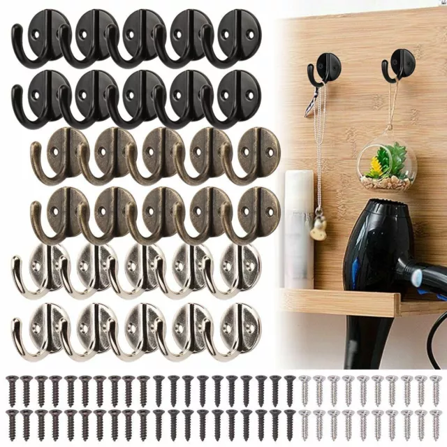 20X Rustic Cast Iron Coat Hat Wall Hooks Restore School Farm Towel Bath Kitchen