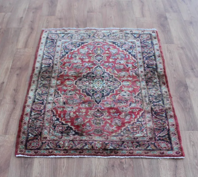 OLD WOOL HAND MADE   ORIENTAL FLORAL RUNNER AREA RUG CARPET148x100CM