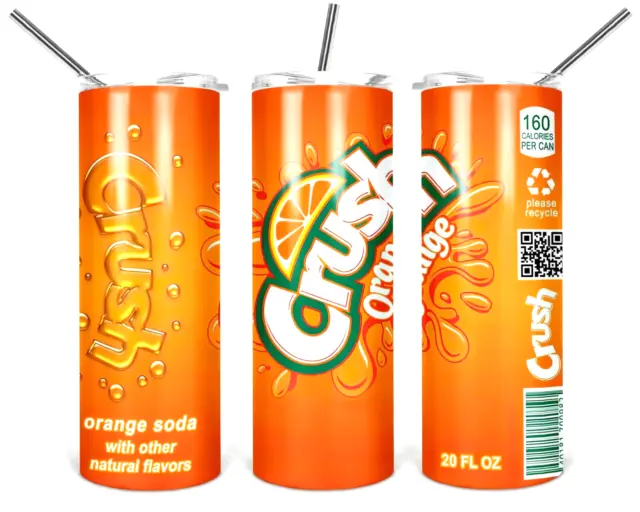 Crush Orange Soda Multicolor 20oz Insulated Tumbler With Box Lid Straw New