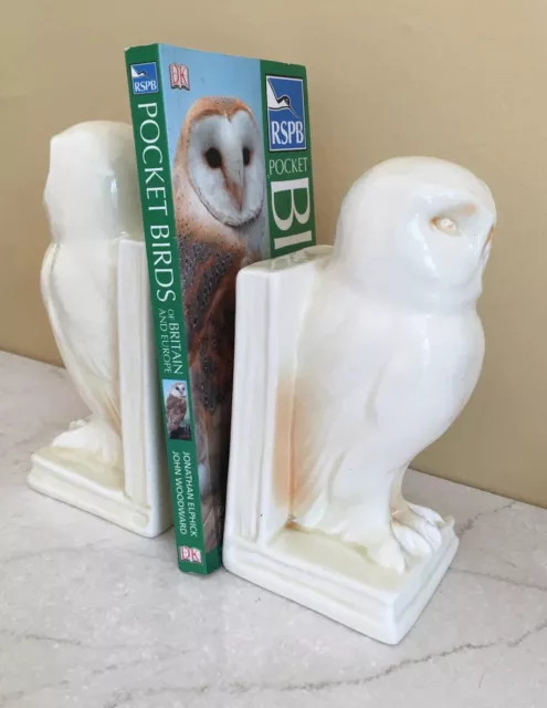 Vintage Staffordshire Pottery Pair Of Owl Bookends Hand Finished 🦉🦉