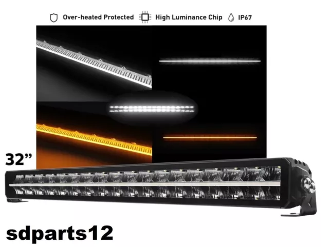 80cm Barre Lumineuse LED 12-24V Feu Longue Portée 14280lm + DRL Orange Blanc