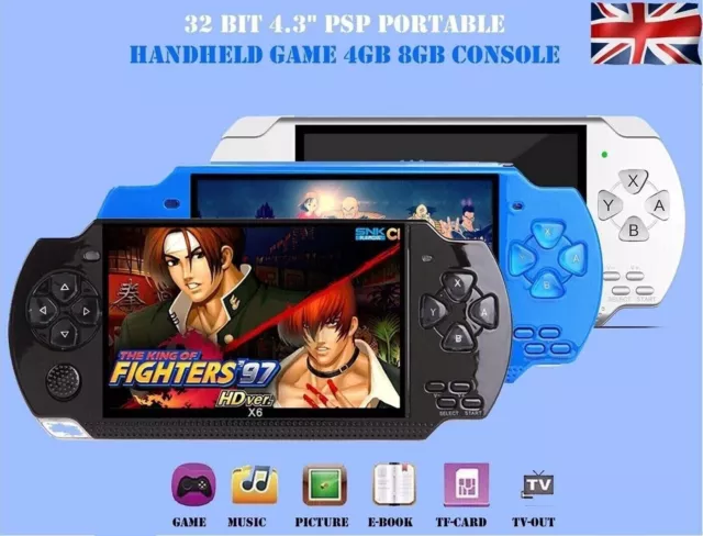 4.3'' 32Bit 10000 Games Built-In Handheld Video Game Console Player 8GB & 4GB UK