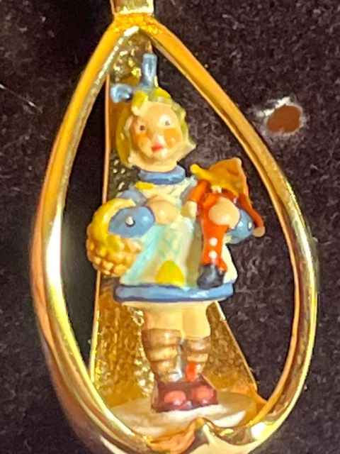 Vtg Goebel Collectors' Club Mini Hummel 18k Over Sterling Pend 1/20 14k GF Chain