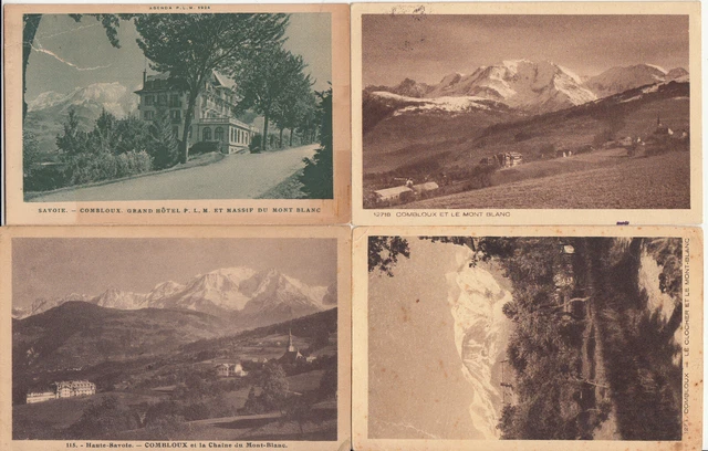 Lot de 4 cartes postales anciennes postcards COMBLOUX HAUTE-SAVOIE Mont Blanc 1