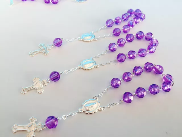 25 Pc Mini Rosary PURPLE Baptism Favors/ Recuerdo De Bautizo, Communion Favors