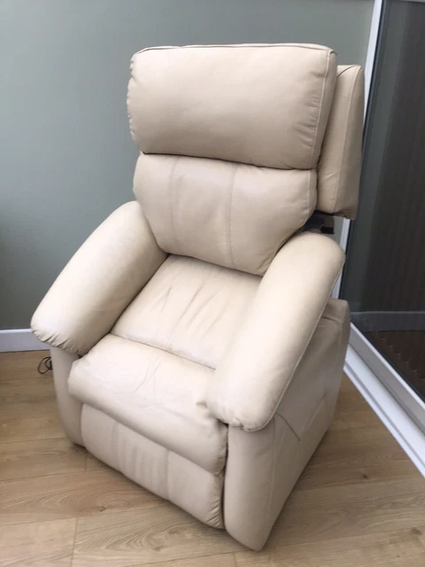 Cream Leather Rise & Recliner Chair