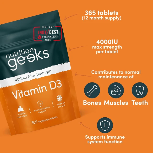 NUTRITION GEEKS VIT. D 4000lu (365 Tablets) 1 Year Supply £9.69 ...