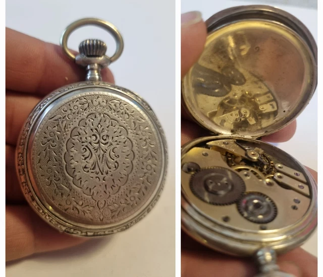 Belle Montre Gousset ancienne en argent massif- Art Nouveau