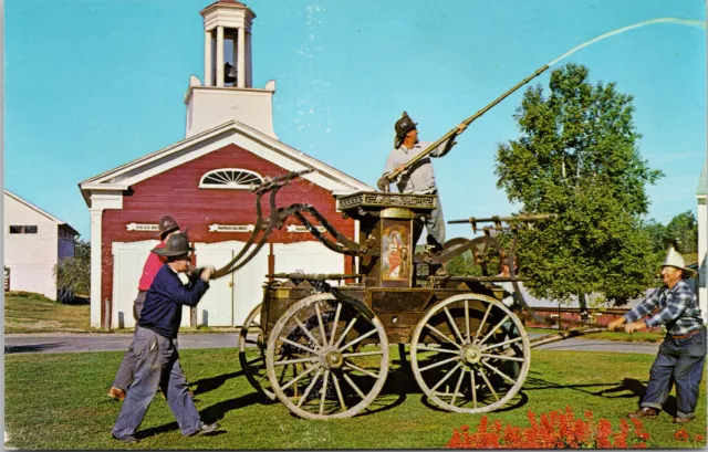 Fire House 1840 Hand Pumper Old Museum Village Monroe NY Firemen Postcard E42