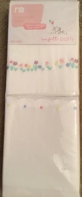 MOTHERCARE CONFETTI PARTY Pack Of 2 Flat Sheets For A Cot Or A Cot