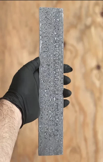 10" HAND FORGED DAMASCUS STEEL Billet/Bar For Knife Making "Rain Drop Pattern 04