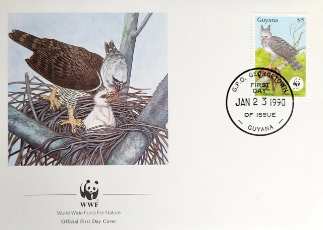 FDC, Guyana 1990, world wide fund  of nature, wwf