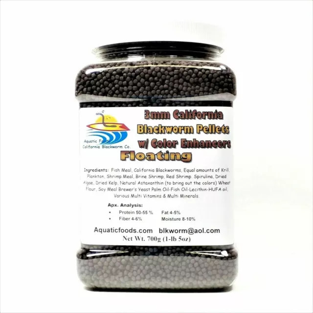 3mm Floating California Blackworm Pellets w/ Color Enhancers & Vitamins