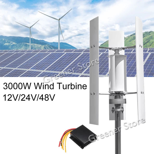 Genway Éolienne 3000 W 48 V 96 V 120 V 220 V Axe vertical Maglev Générateur d'énergie éolienne Darrieus Savonius 3 kW Éolienne avec lame de 2 m Kit complet