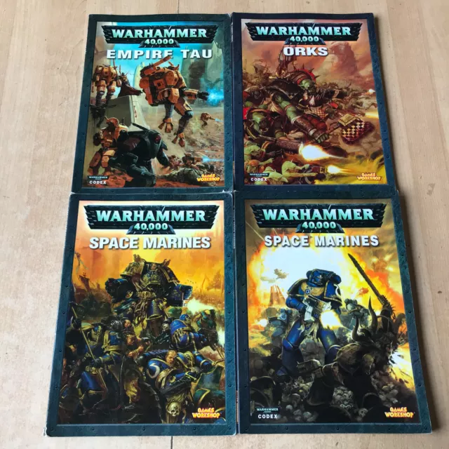 lot 4 livres WARHAMMER 40000 : Orks, Empire Tau, Space marines, codex