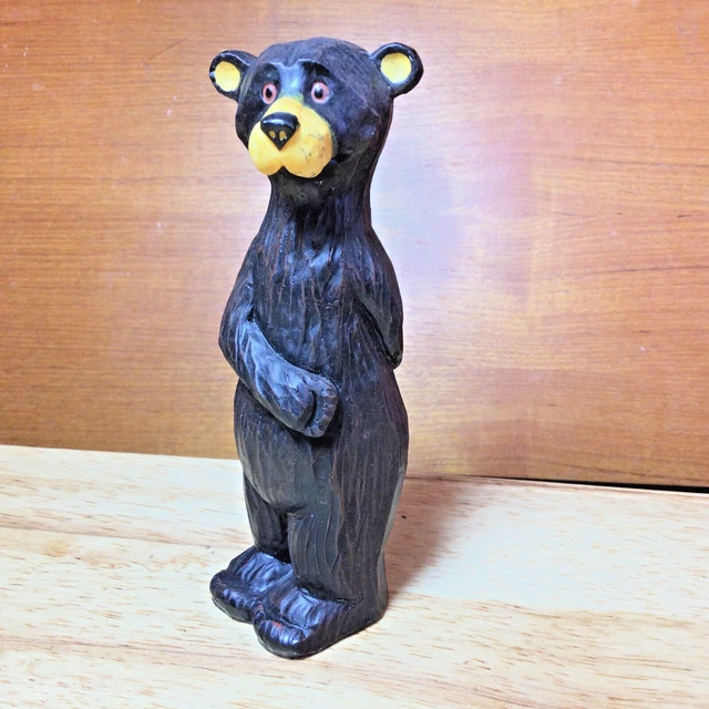 Bearfoots (?) Bear Figurine Standing Tall Carved Rustic Cabin Decor 6"