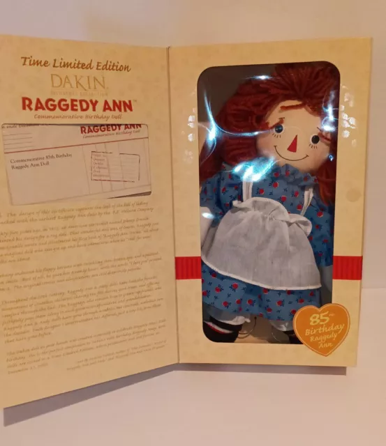 RAGGEDY ANN 85th Birthday Doll Limited Edition Dakin Signature Collection I.O.B.