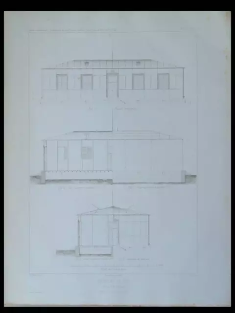 Guadeloupe, Hopital Camp Jacob - 1847 - Gravure Architecture - Antonin Romand