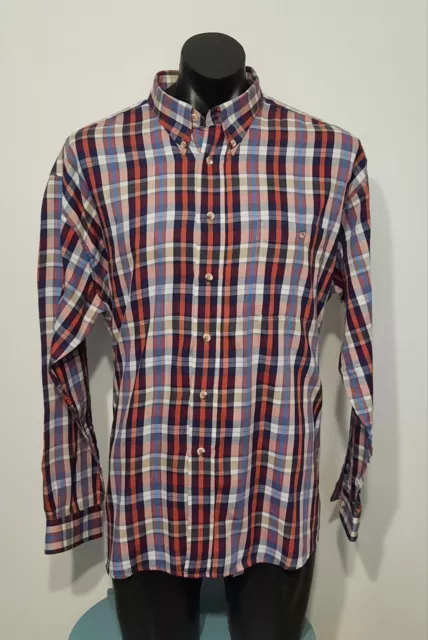 Clydella Red & Blue Plaid Long Sleeve Button Up Soft Cotton Blend Shirt Size XXL